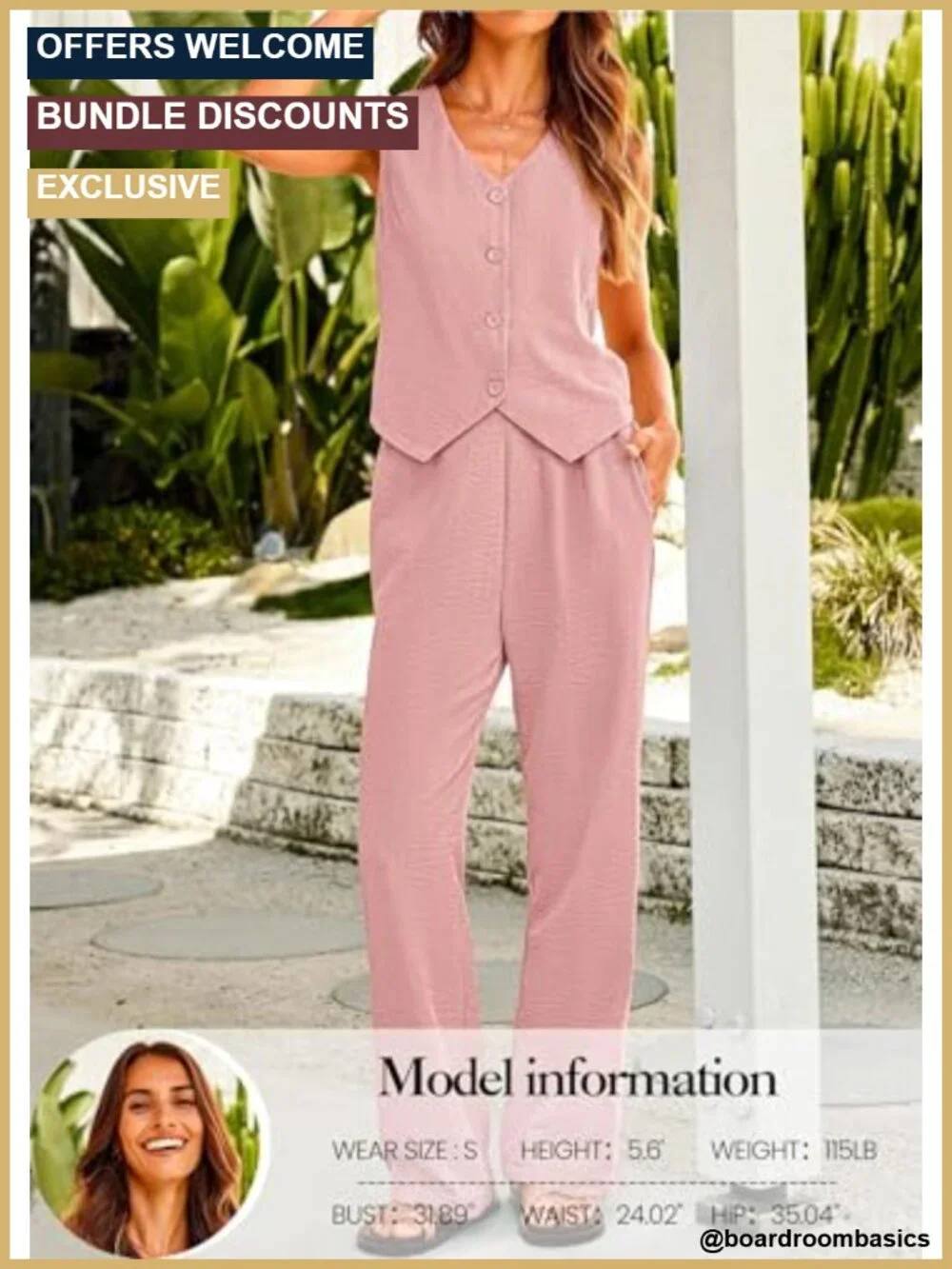 Women's 2 Piece Vest & Wide Leg Pants Suit Set Business Casual Office Outfit